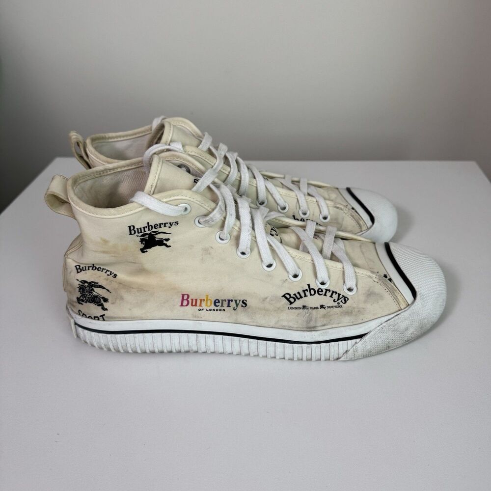 Burberry Kingly Archive Logo High Top Trainers Size 42